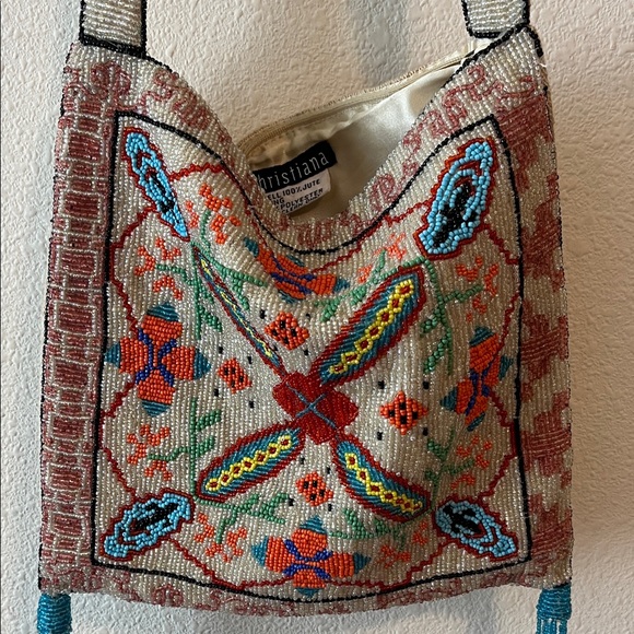 CHRISTIANA Beaded Purse Crossbody Vintage Retro Collectible Bag - Picture 4 of 16